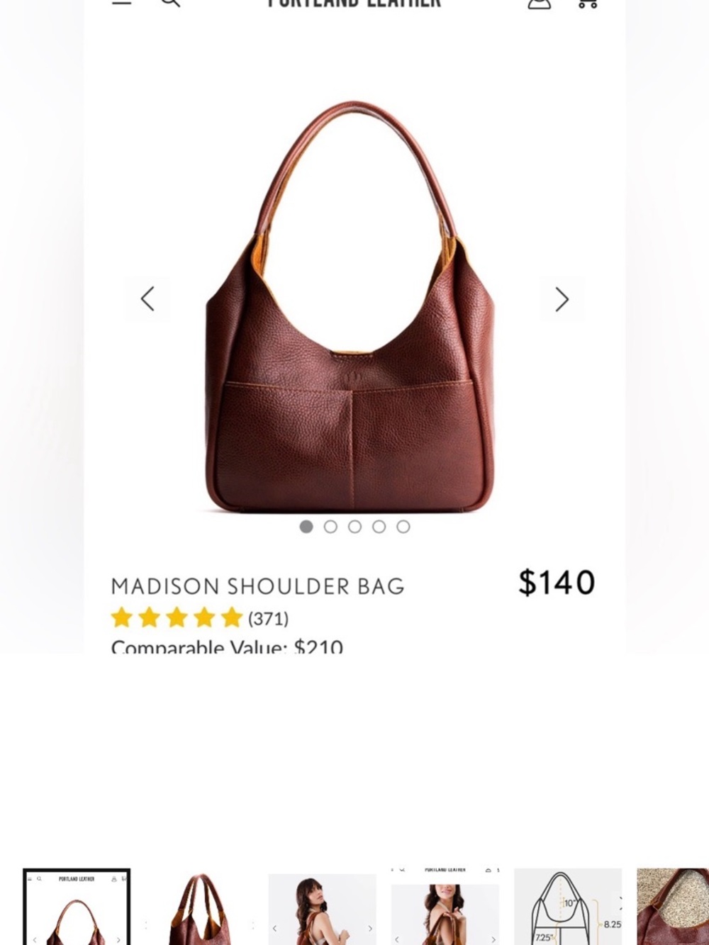 Portland Leather Madison Shoulder Bag - Chestnut Brown